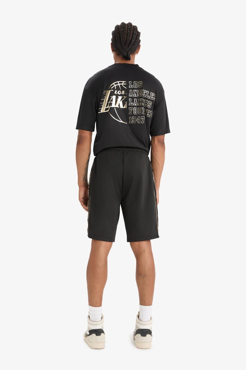 Erkek Siyah NBA Chicago Bulls Standart Fit Kısa Paça Şort