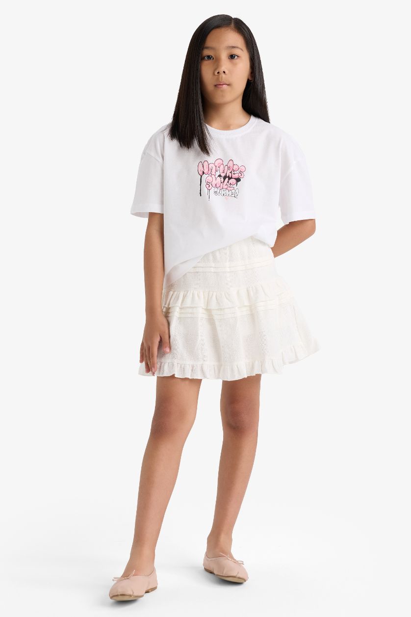 Girls & Teens White Girl Oversize Fit Crew Neck Back Printed T-Shirt