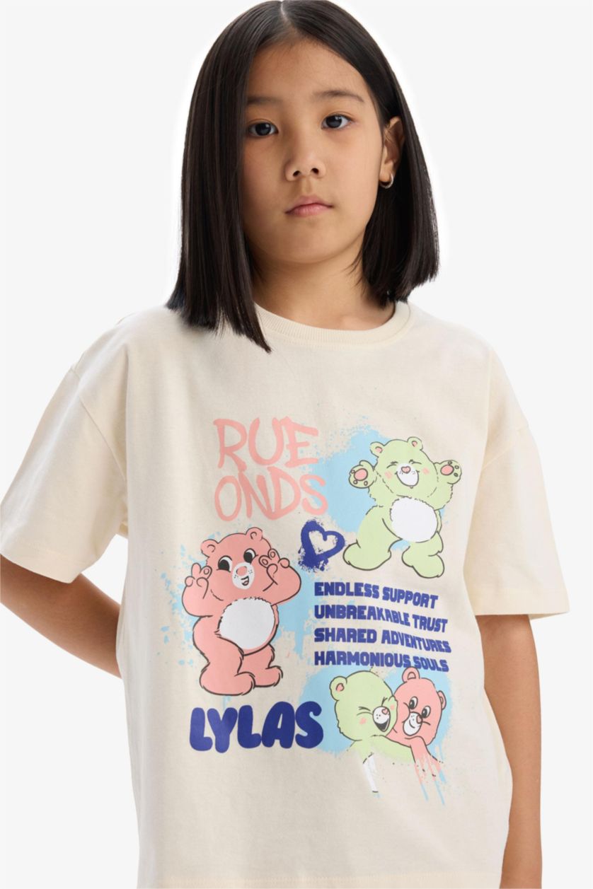 FILLES Écru T-shirt oversize à col rond et manches courtes pour fille