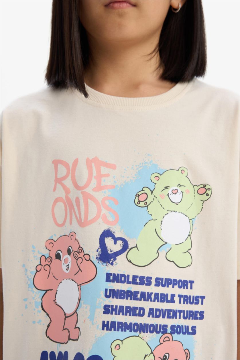 FILLES Écru T-shirt oversize à col rond et manches courtes pour fille