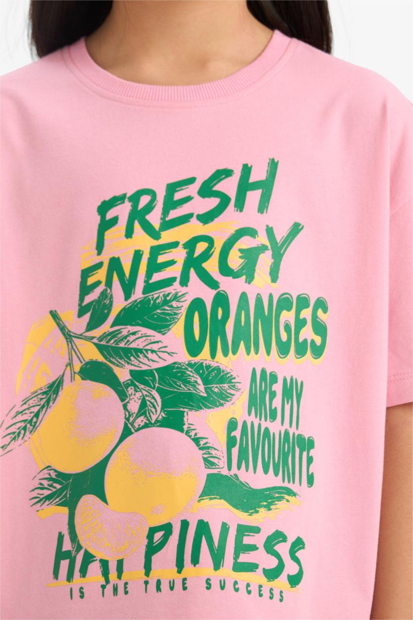 GIRLS & TEENS Light Pink Girl Oversize Crew Neck Short Sleeve T-Shirt