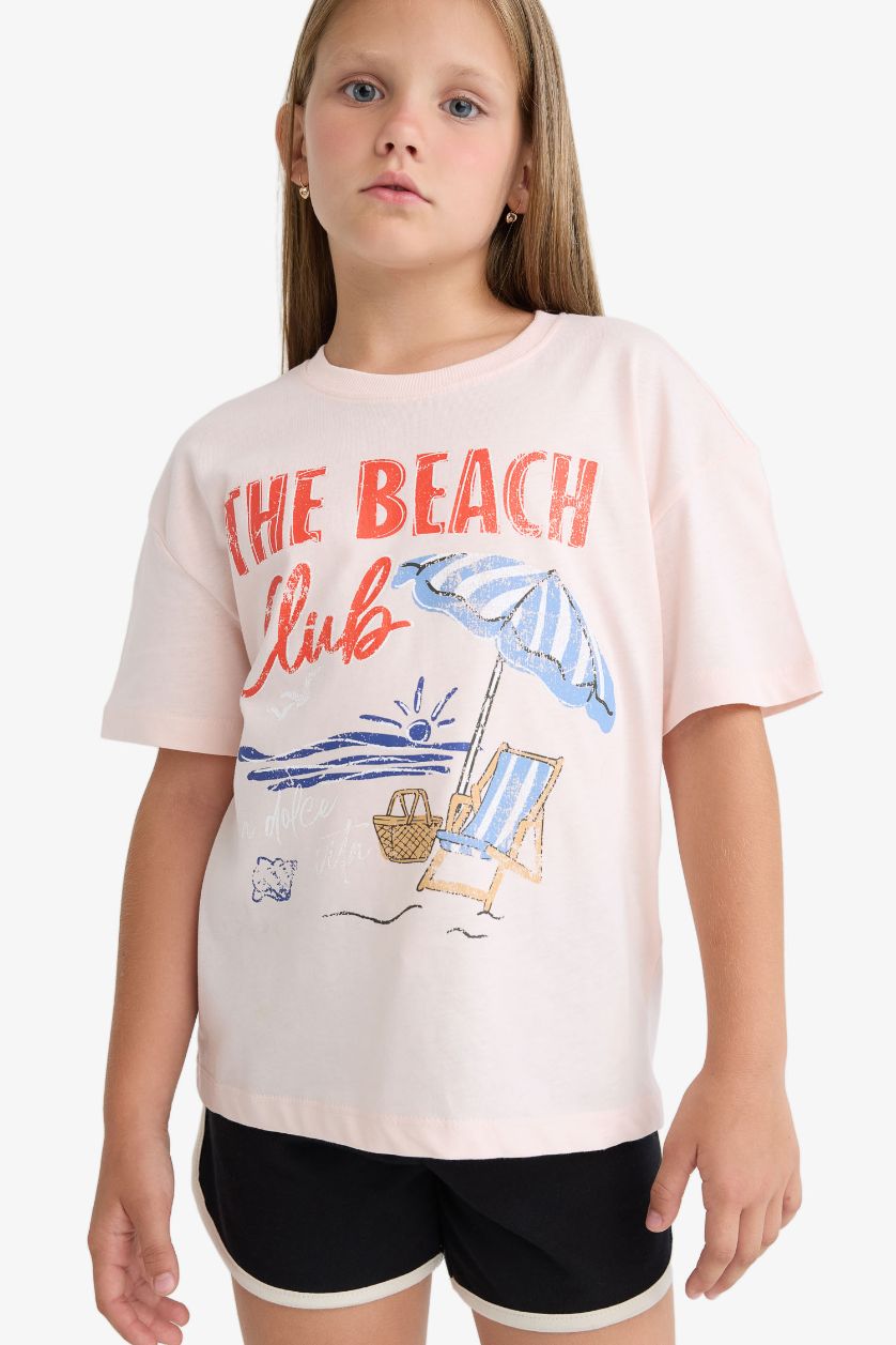 Girls & Teens Light Pink Girl Relax Fit Crew Neck T-Shirt