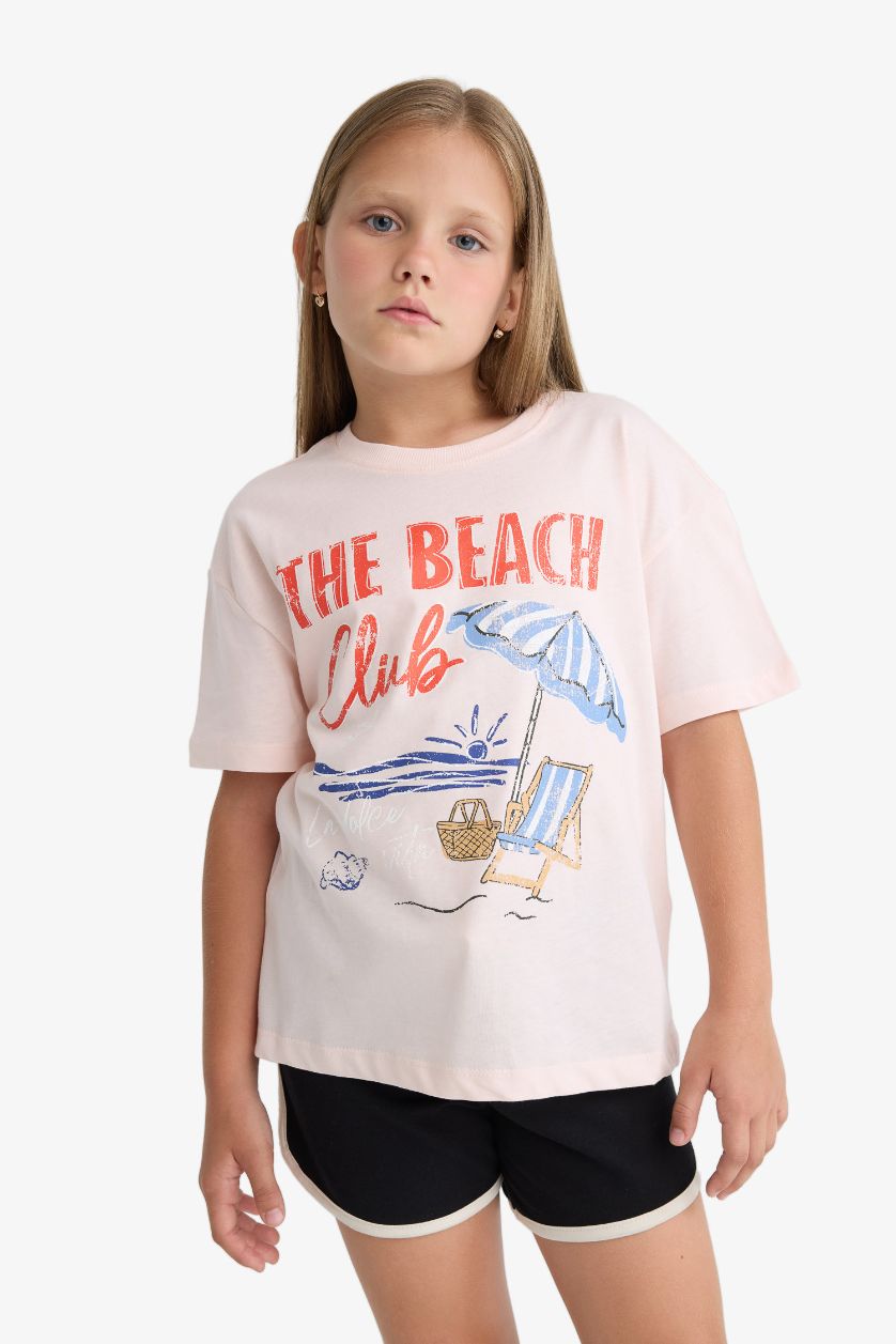 Girls & Teens Light Pink Girl Relax Fit Crew Neck T-Shirt