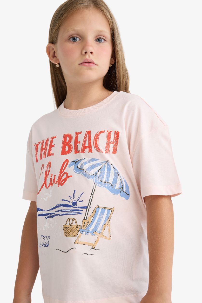 Girls & Teens Light Pink Girl Relax Fit Crew Neck T-Shirt