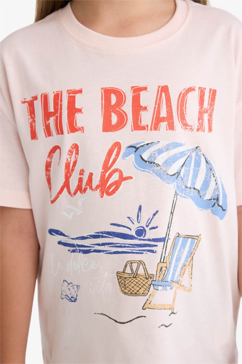 Girls & Teens Light Pink Girl Relax Fit Crew Neck T-Shirt