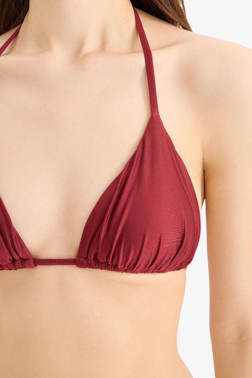 Kadın Bordo Saten Bikini Üstü