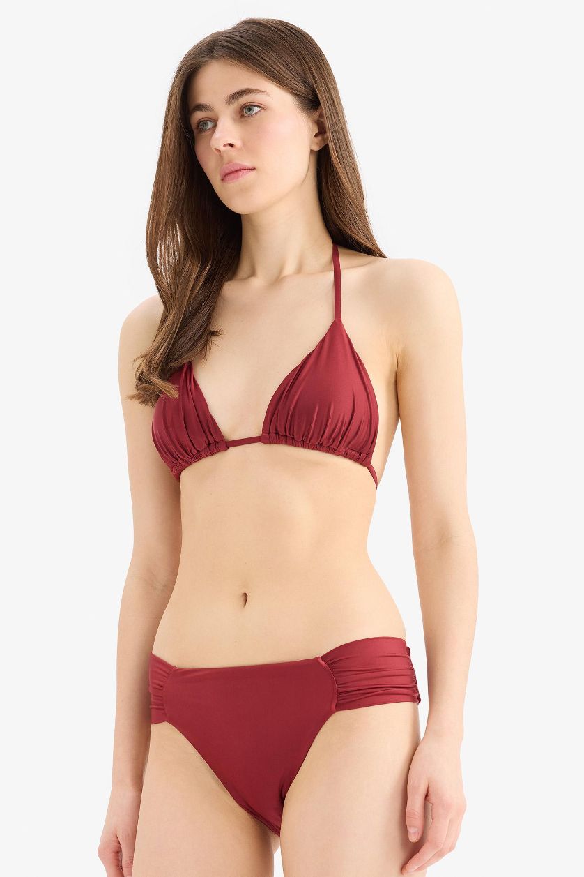 Kadın Bordo Regular Fit Saten Bikini Alt-Fall in Love