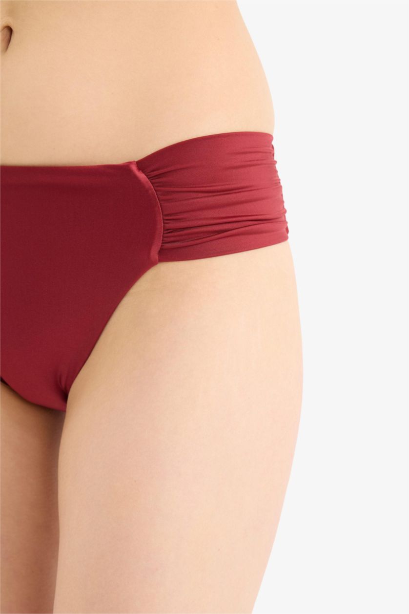 Kadın Bordo Regular Fit Saten Bikini Alt-Fall in Love