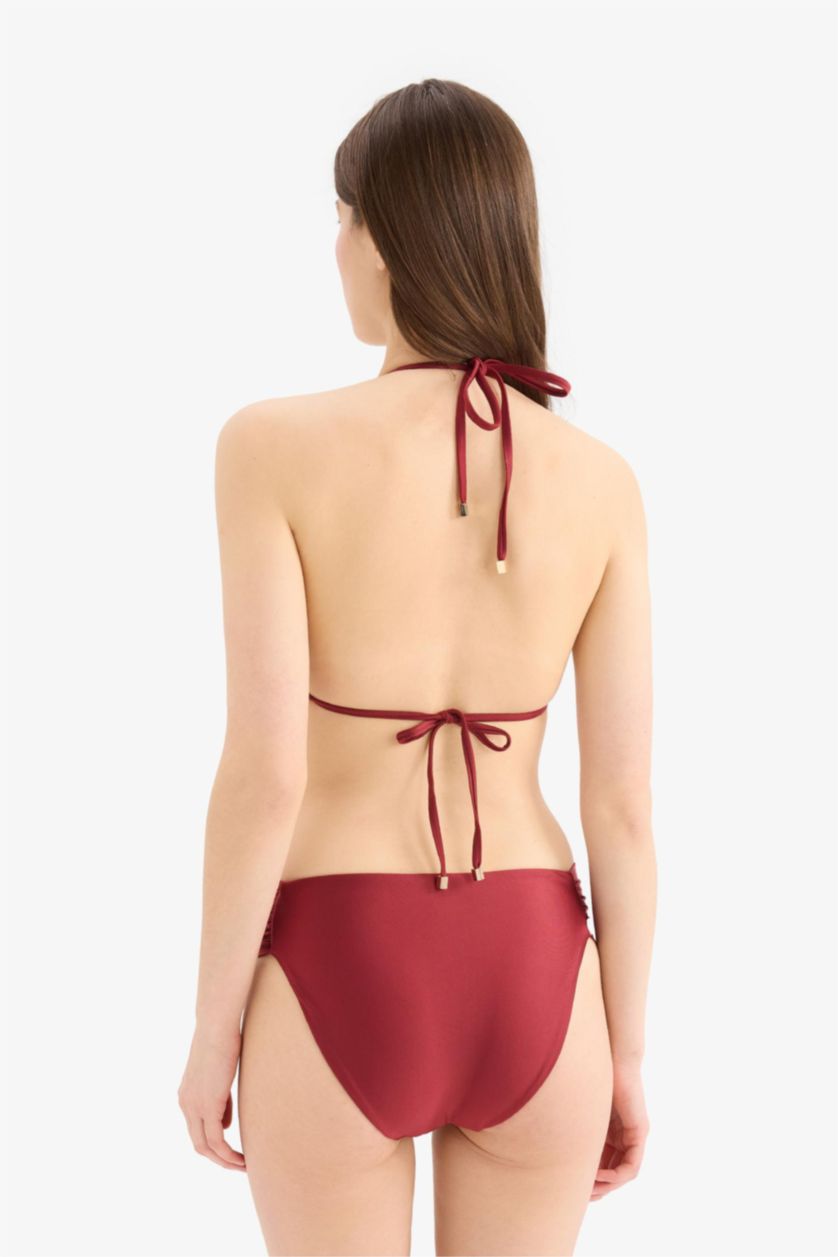 Kadın Bordo Regular Fit Saten Bikini Alt-Fall in Love