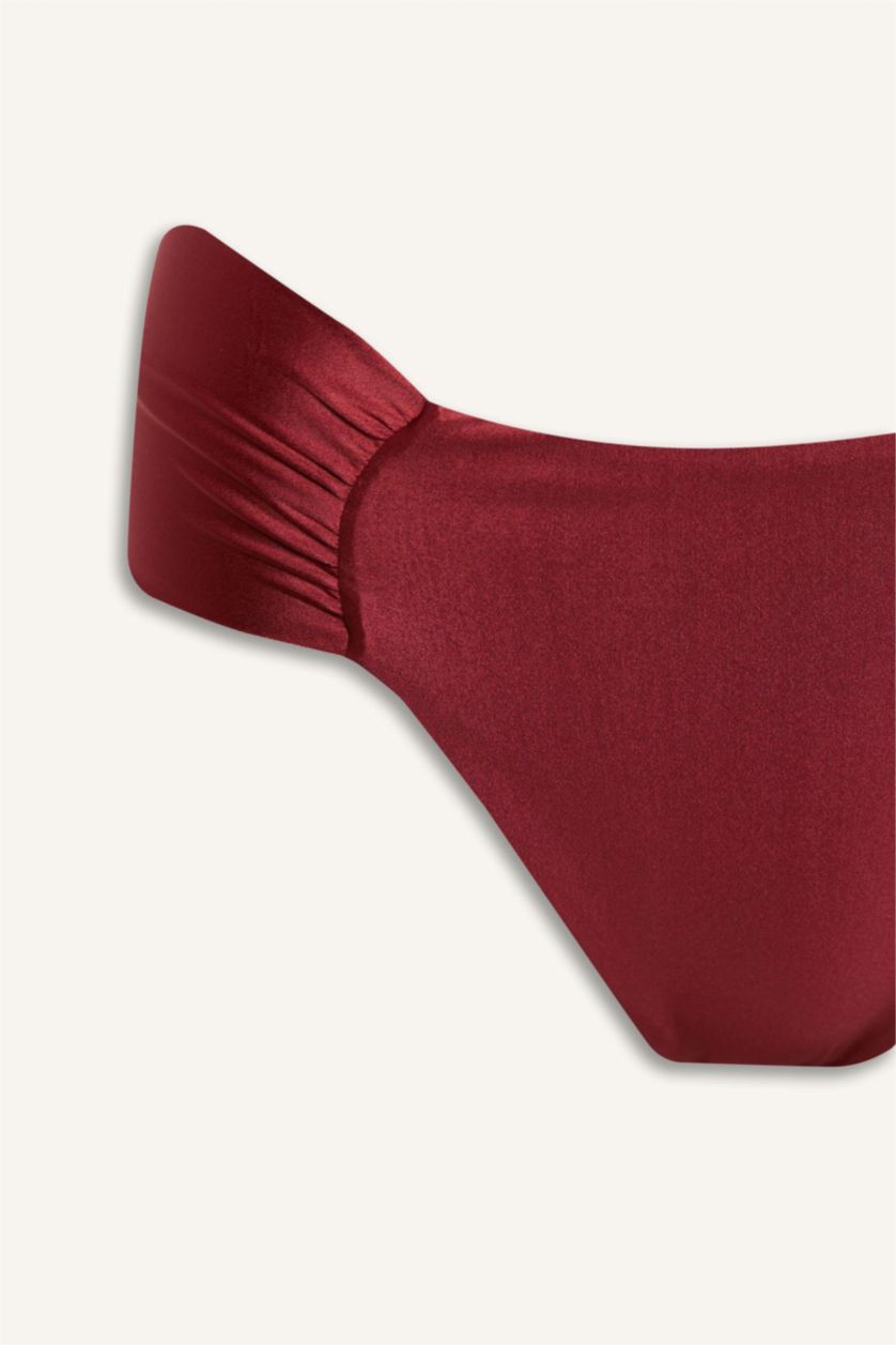 Kadın Bordo Regular Fit Saten Bikini Alt-Fall in Love