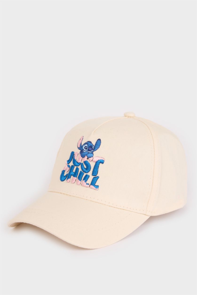 Kız Çocuk - Genç Kız Ekru Disney Lilo & Stitch Pamuklu Cap Şapka Kız Çocuk