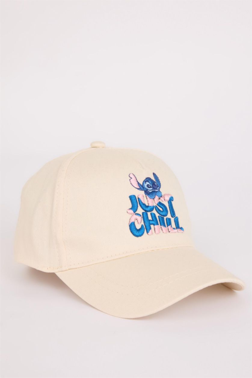 Kız Çocuk - Genç Kız Ekru Disney Lilo & Stitch Pamuklu Cap Şapka Kız Çocuk