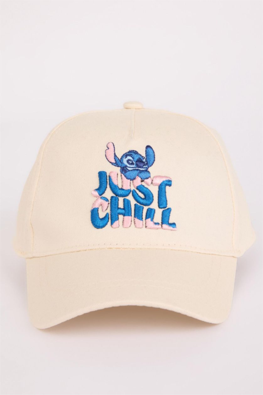 Kız Çocuk - Genç Kız Ekru Disney Lilo & Stitch Pamuklu Cap Şapka Kız Çocuk