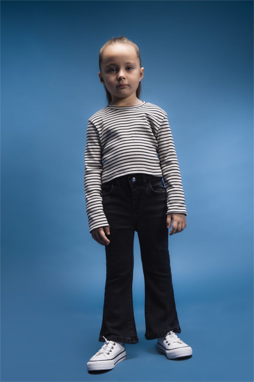 طفلة صغيرة أنثرا بنطلون جينز بناتي فلير فيت برجل واسع جارلس