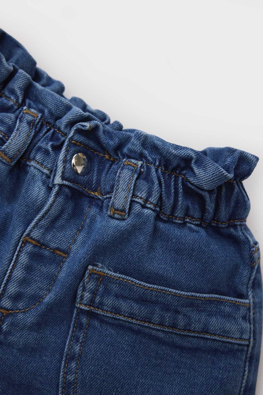 Kız Bebek Mavi Paperbag Jean Şort Kız Bebek