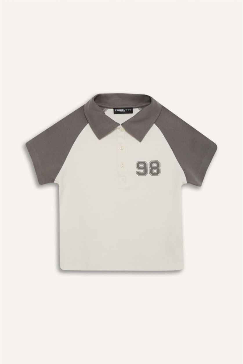 Женщины Темно-серый Coool футболка с короткими рукавами, с рисунком чисел и из ребристой ткани