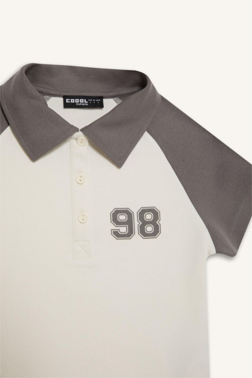 Женщины Темно-серый Coool футболка с короткими рукавами, с рисунком чисел и из ребристой ткани