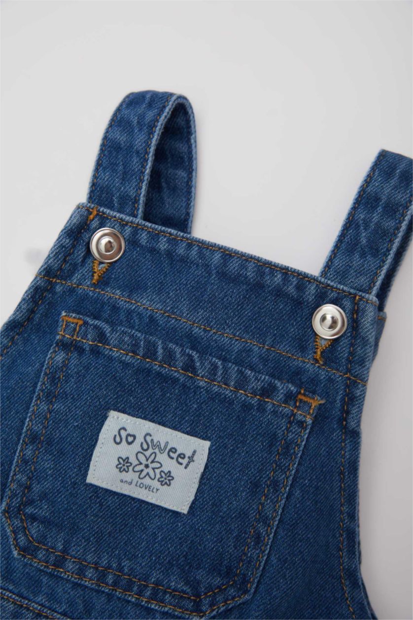 Kız Bebek Mavi Kız Bebek Jean Salopet Tulum