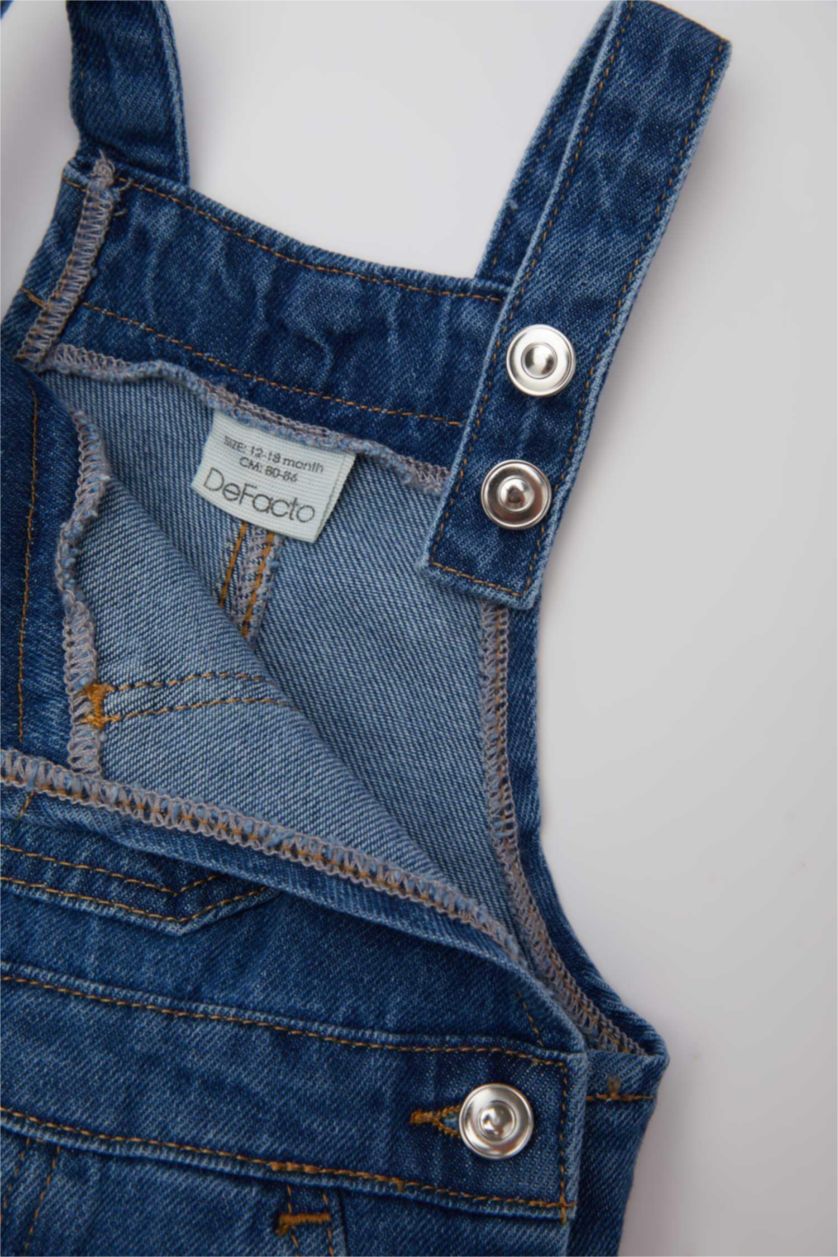 Kız Bebek Mavi Kız Bebek Jean Salopet Tulum
