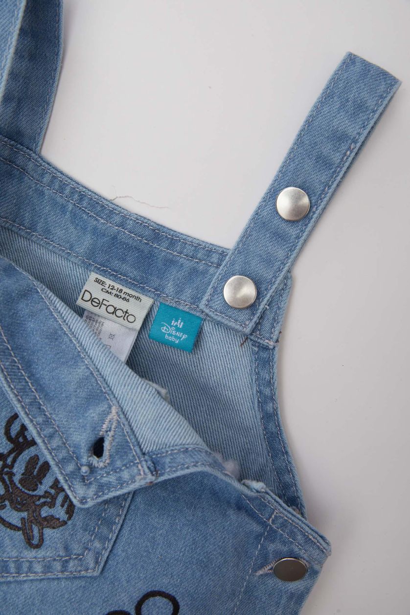 طفلة صغيرة أزرق فاتح فستان جينز بيبي بناتي قصة عادية بحمالات بحمالات من ديزني ميكي وميني