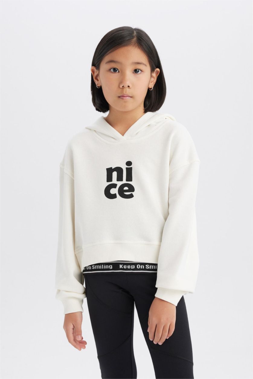 بناتي بيج فاتح هودي بناتي بطبعة شعار قصة مريحة