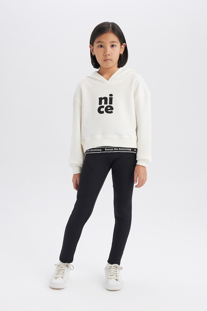 بناتي بيج فاتح هودي بناتي بطبعة شعار قصة مريحة