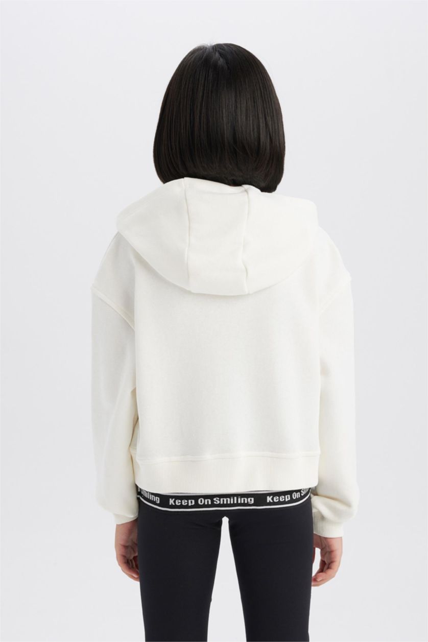 بناتي بيج فاتح هودي بناتي بطبعة شعار قصة مريحة