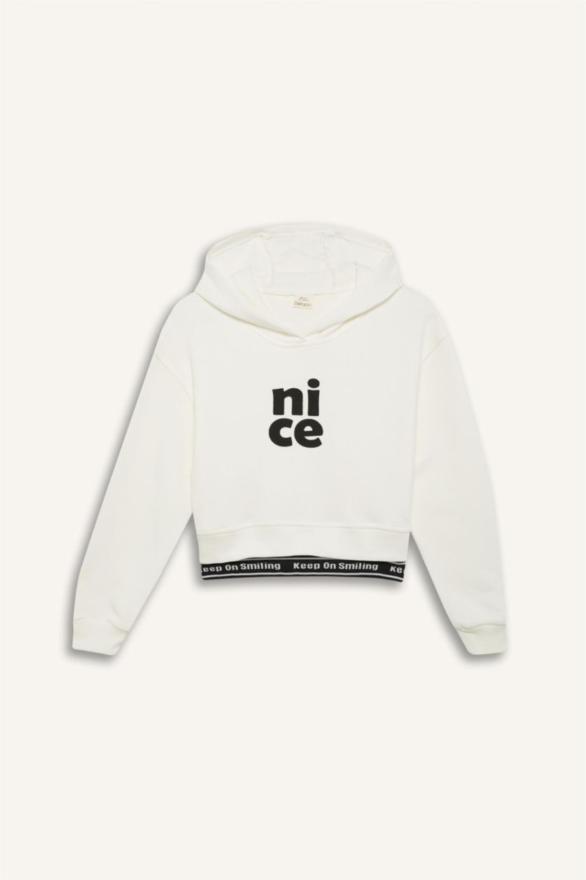 بناتي بيج فاتح هودي بناتي بطبعة شعار قصة مريحة