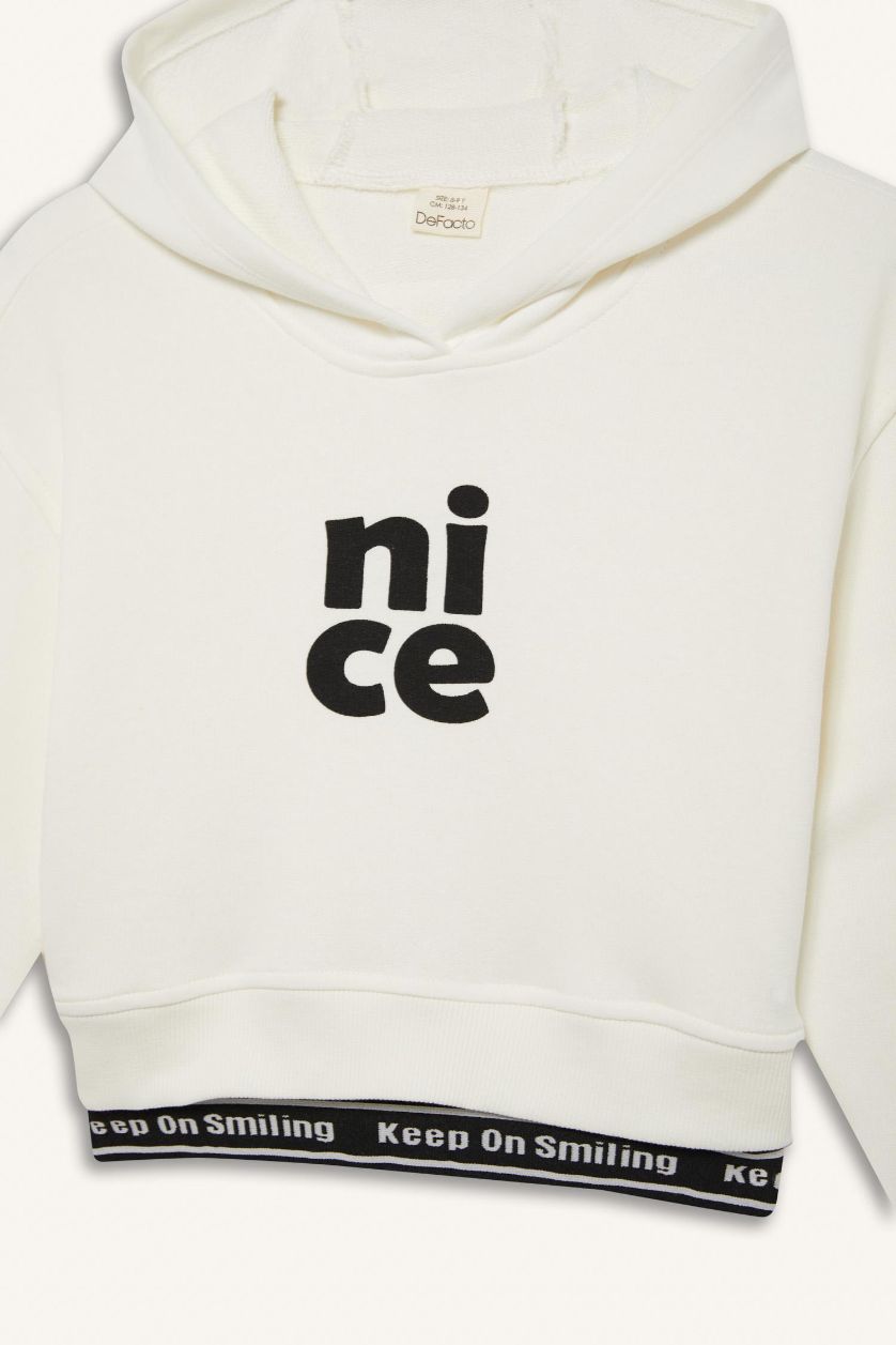 بناتي بيج فاتح هودي بناتي بطبعة شعار قصة مريحة