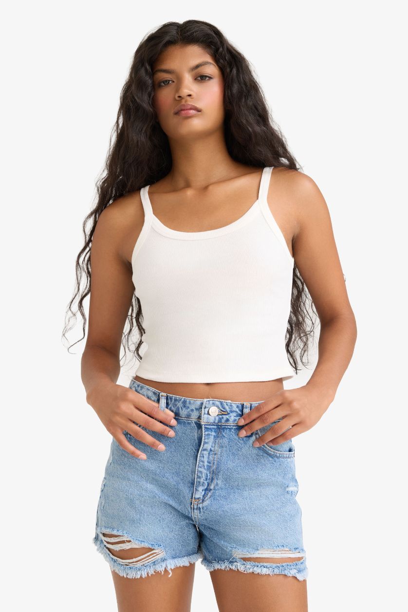 WOMAN Blue High Waist Denim Shorts