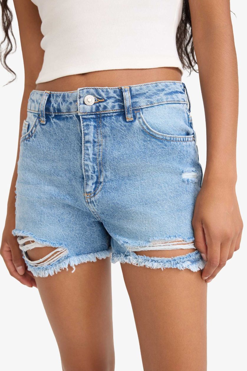 WOMAN Blue High Waist Denim Shorts