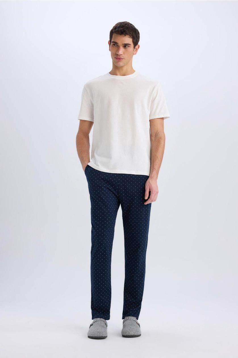 Man NAVY Regular Fit Printed Knitted Bottoms
