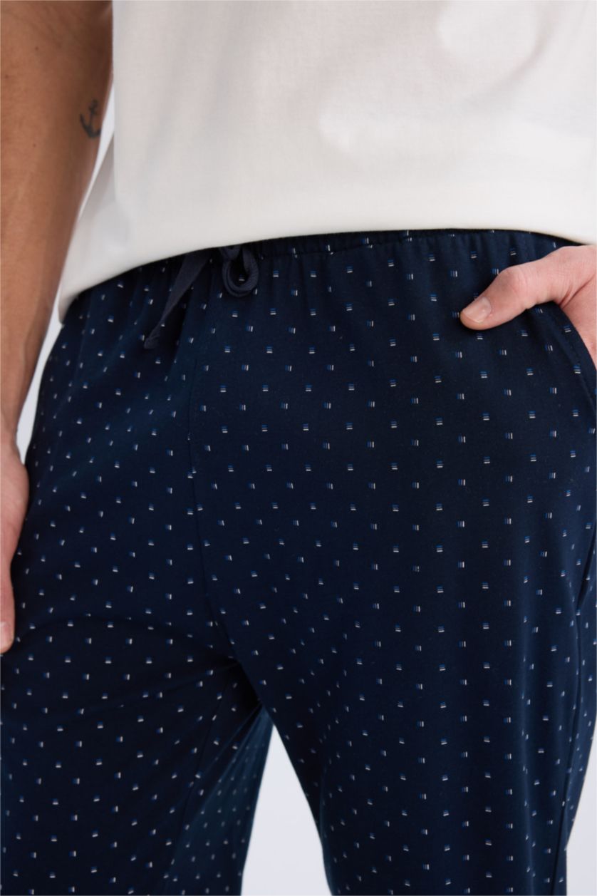 Man NAVY Regular Fit Printed Knitted Bottoms