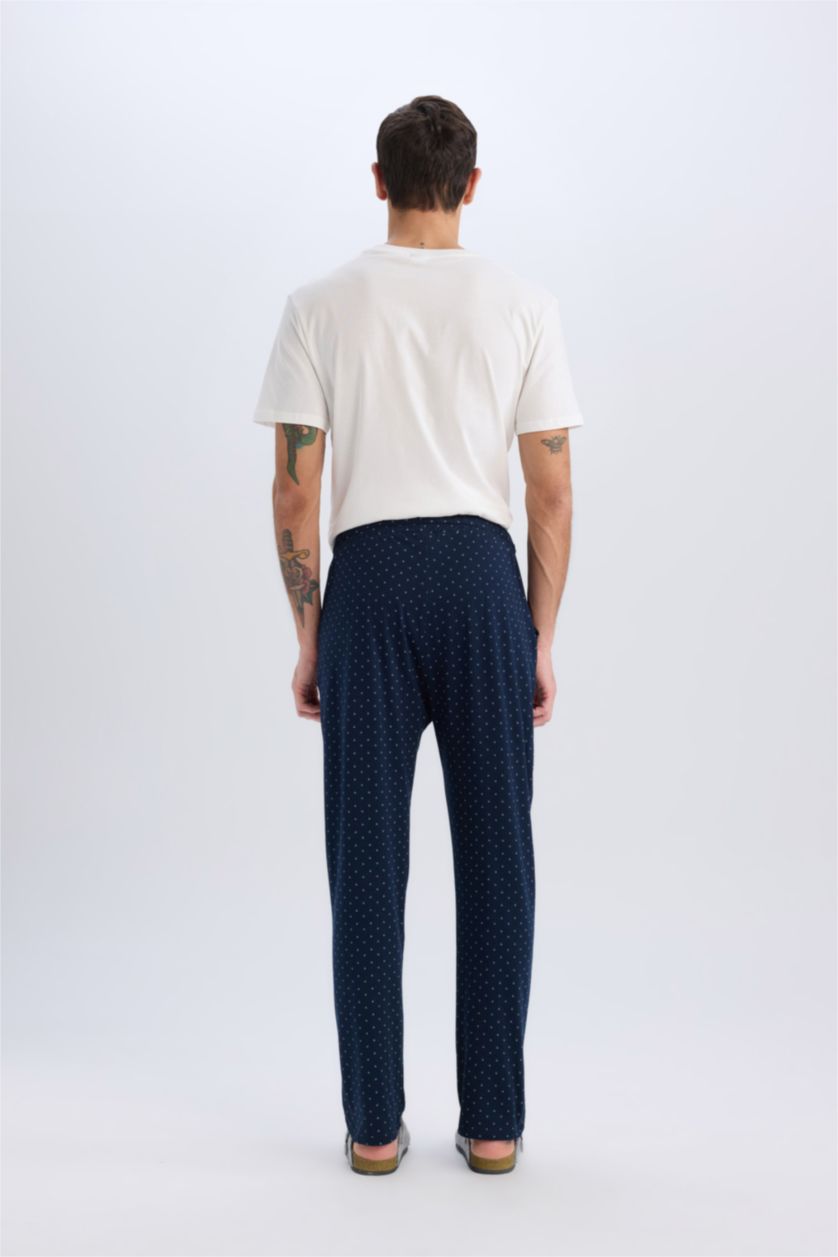 Man NAVY Regular Fit Printed Knitted Bottoms