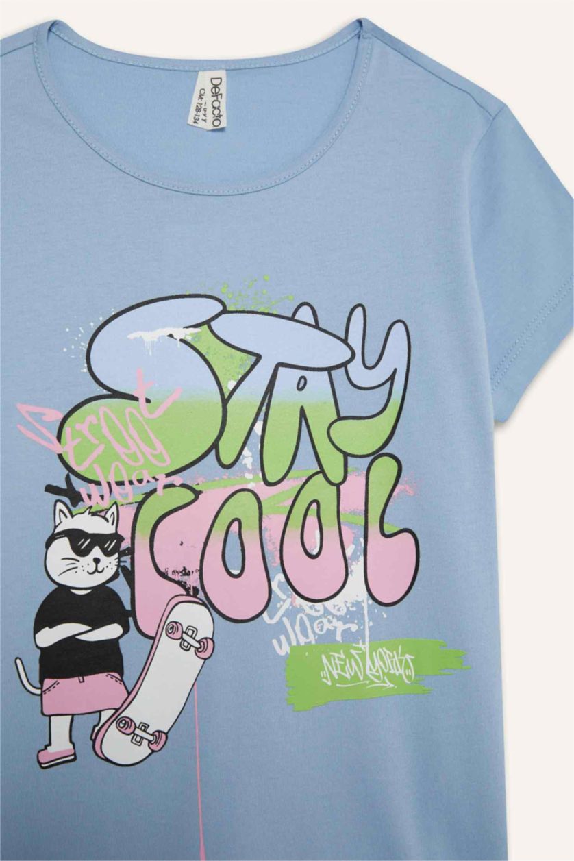 بنات أزرق فاتح سيت بجامة بناتي قصة عادية - قطعتين