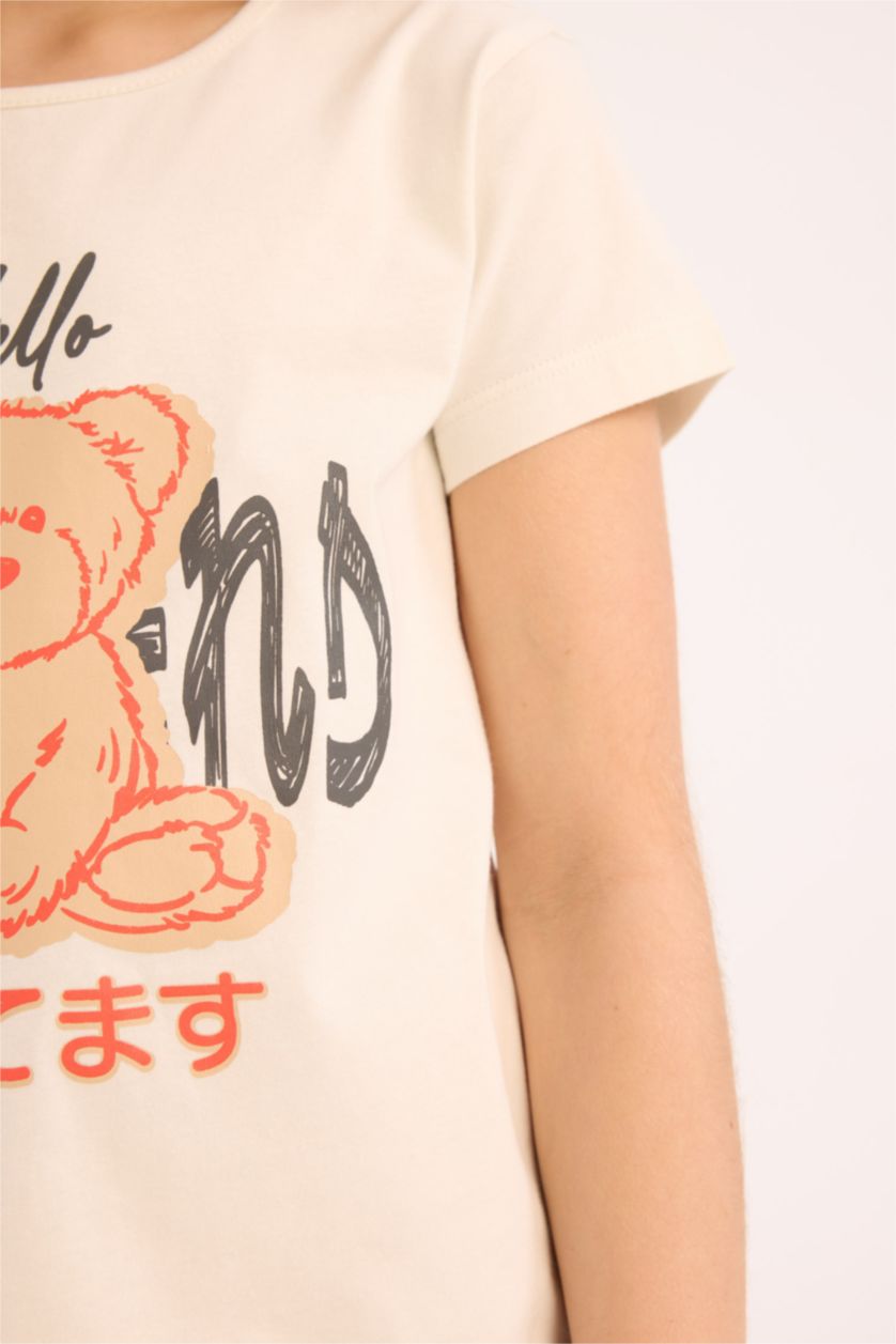 Girls & Teens Ecru Girl Regular Fit 2 Piece Pajama Set