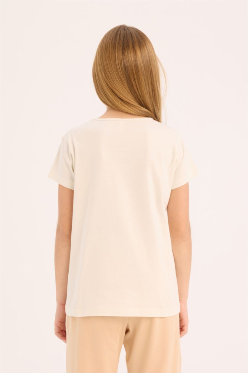 Girls & Teens Ecru Girl Regular Fit 2 Piece Pajama Set