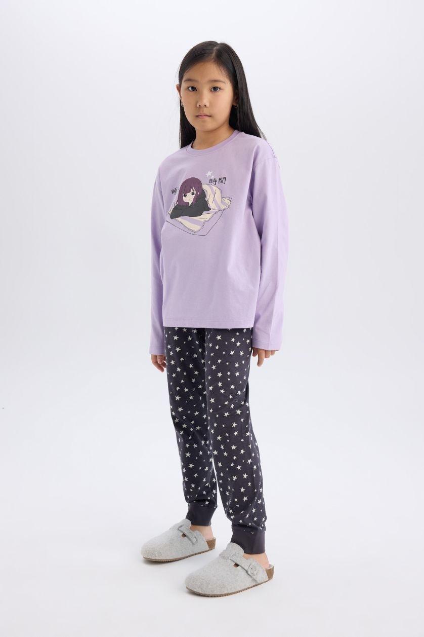 Girls & Teens Lilac Girl Top Bottom 2 Piece Pajama Set
