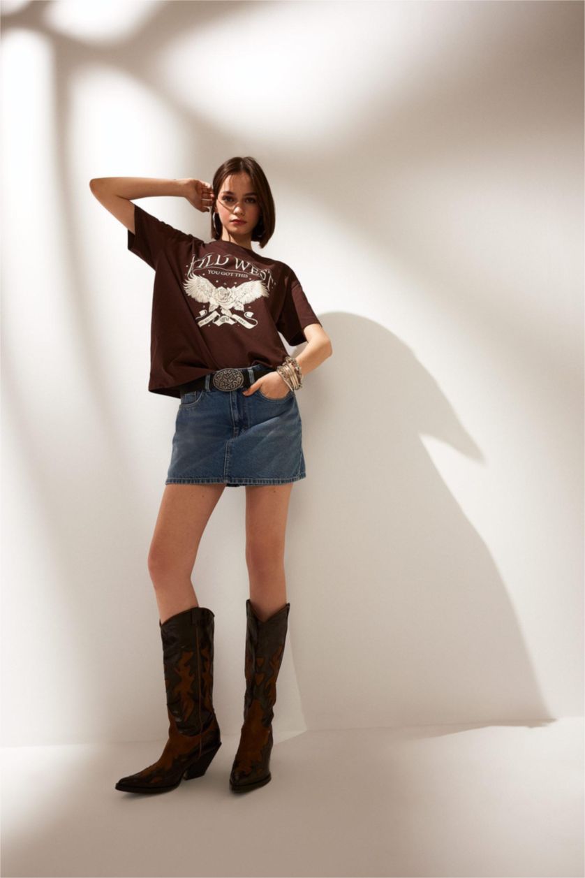 Woman Blue High Waist Denim Shorts