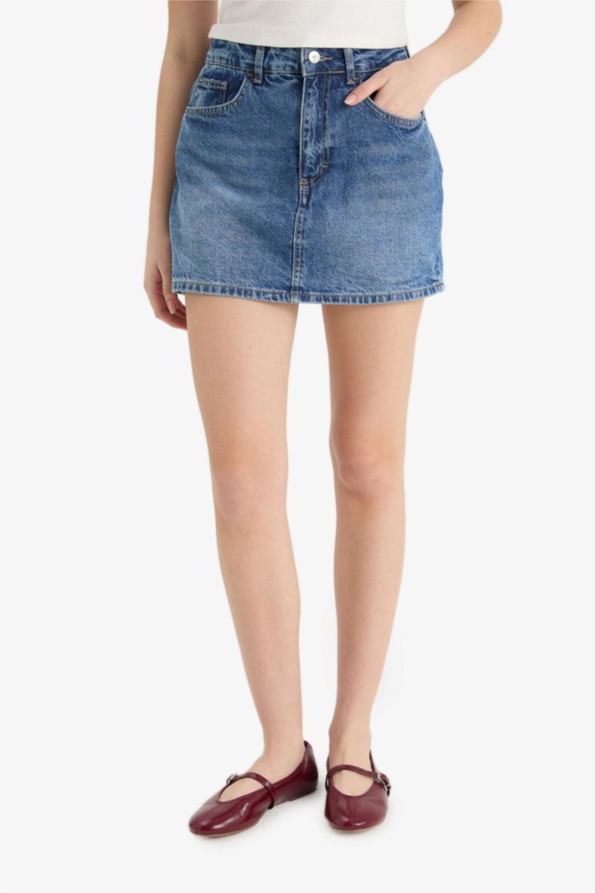 Woman Blue High Waist Denim Shorts