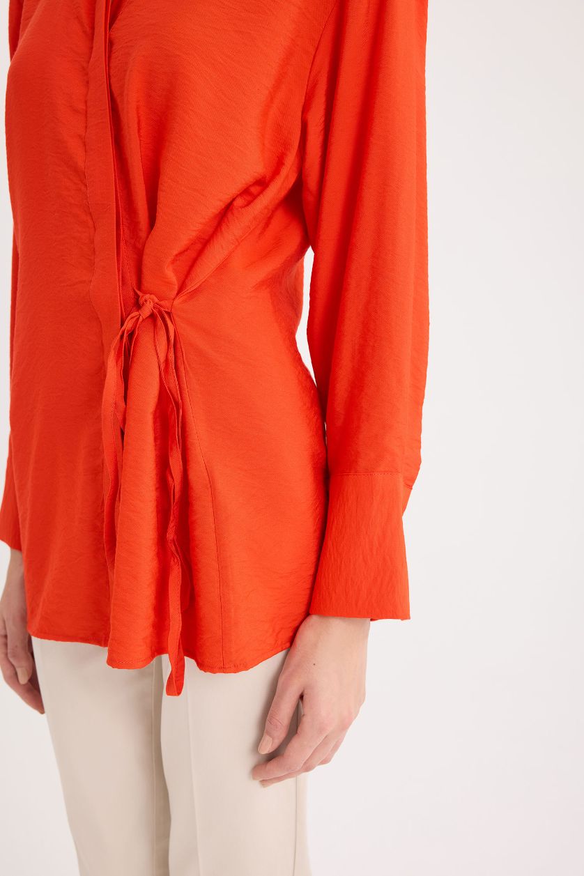 WOMAN Coral Oversize Shirt Collar Long Sleeve Shirt
