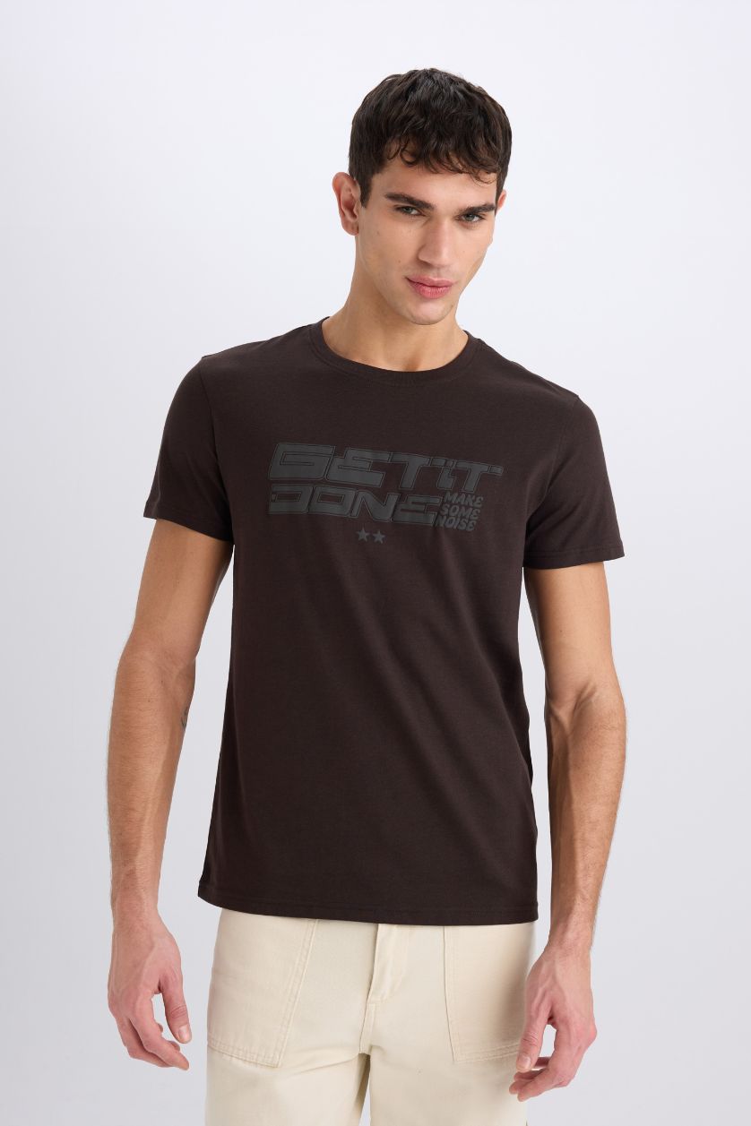 رجال بني تيشيرت نص ردن سليم فيت بياخة مستديرة