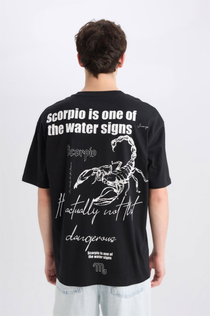 MAN Black Oversize Crew Neck Printed Short Sleeve T-Shirt