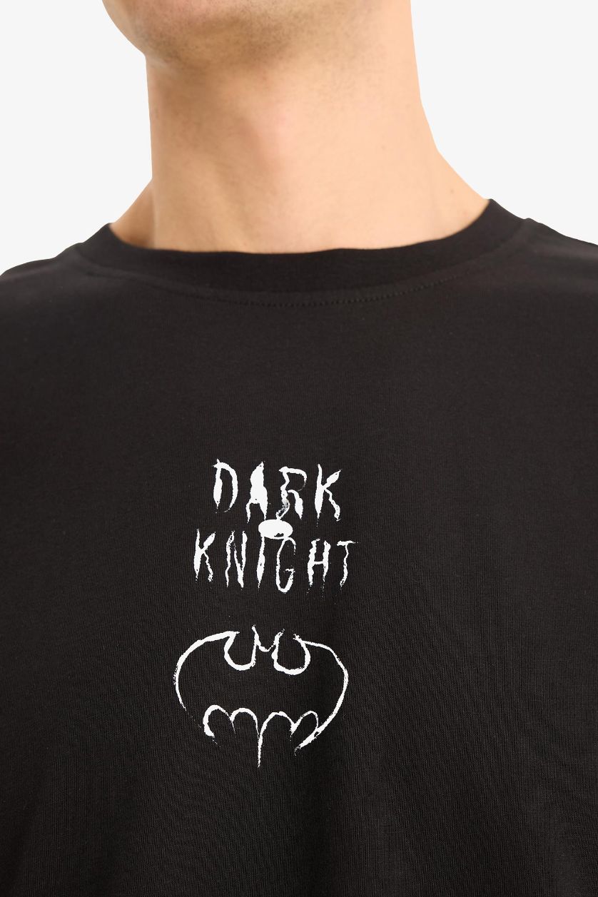 Erkek Siyah %100 Pamuk Batman Boxy Fit Sırt Baskılı Tişört