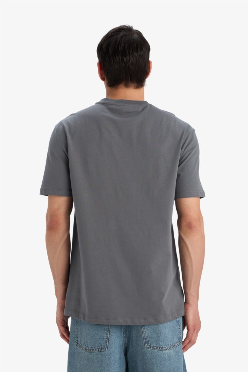 Erkek Gri %100 Pamuk Fast & Furious Regular Fit Bisiklet Yaka Kısa Kollu Tişört