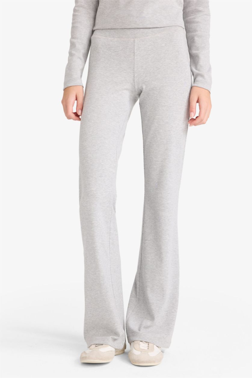 حريمي ميلانج رمادي بنطلون مضلع فلير فيت برجل واسع شارلستون