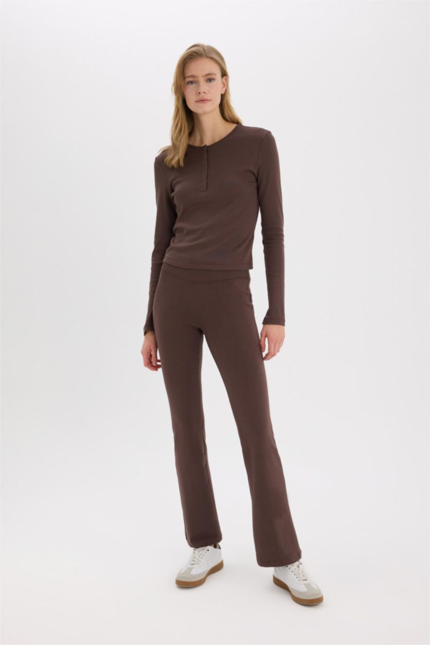 Woman Brown Flare Ribana Trousers