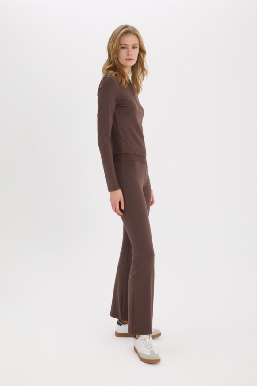 Woman Brown Flare Ribana Trousers