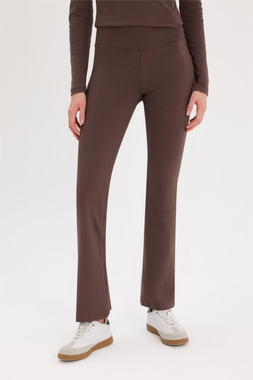 Woman Brown Flare Ribana Trousers