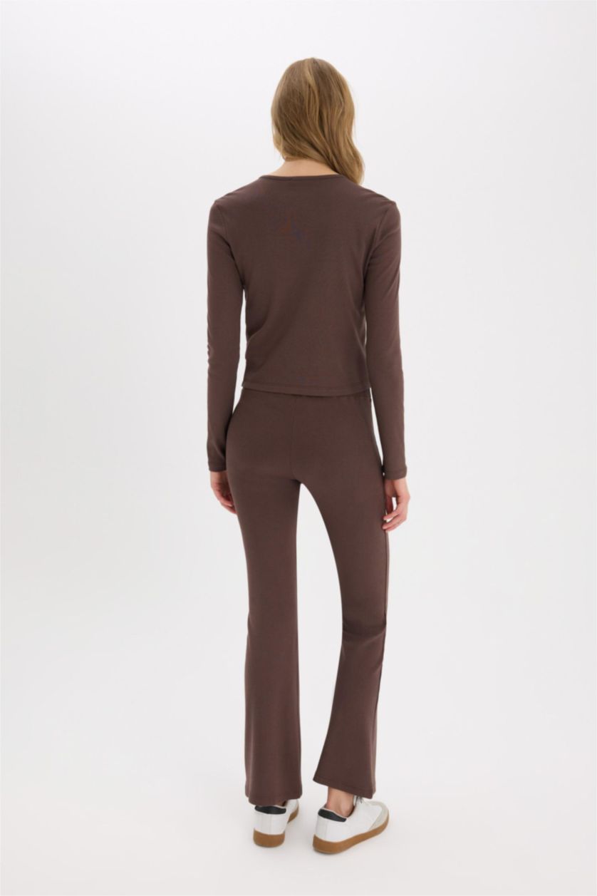 Woman Brown Flare Ribana Trousers